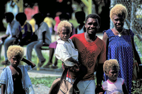 People Of Solomon Islands Very Dark Skin But Bright Blond Hair