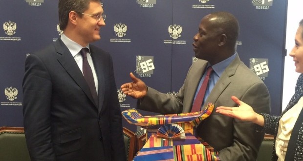 Russian Minister for Energy, Mr Alexander Novak with Ghana's Petroleum Minister Mr Emmanuel Armah-Kofi Buah