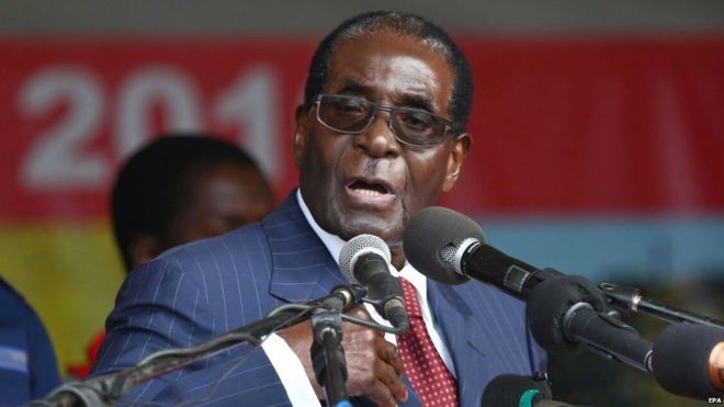Robert Mugabe speaks at his 92nd birthday party held in Masvingo, Zimbabwe, 27 February 2016.Image copyrightEPA Image caption Mr Mugabe said Zimbabwe "had not received much at all" from the diamond sector.