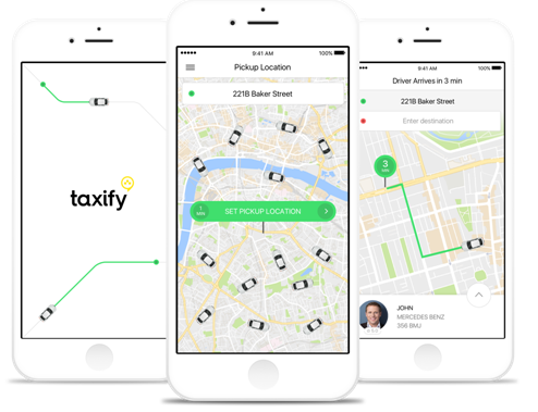 A phone display of Taxify