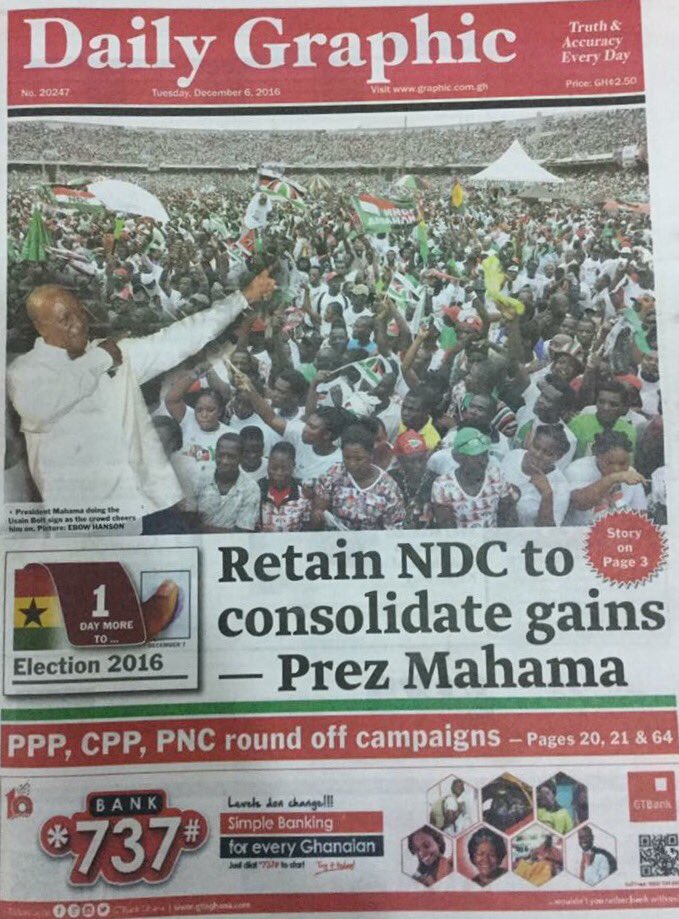 Newspaper Headlines: Tuesday, 6th December, 2016