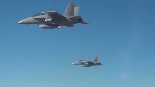 US jets launch swarm of mini-drones