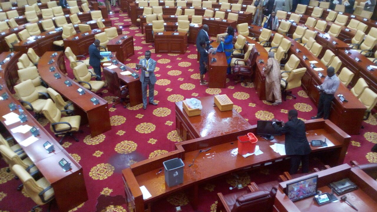 Parliament leaks amidst rainstorm; roof partly ripped off
