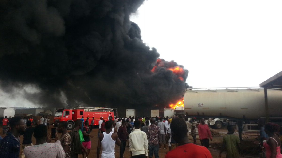 Fire guts fuel tanker station at Ashaiman [Photos]