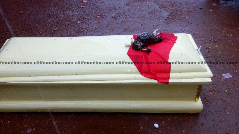 Mysterious coffin found at Nkoranza EC office [Photos]