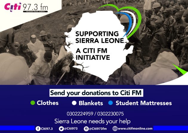 Citi FM collects donations for disaster-struck Sierra Leone