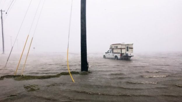 Hurricane Harvey’s high winds make landfall in Texas