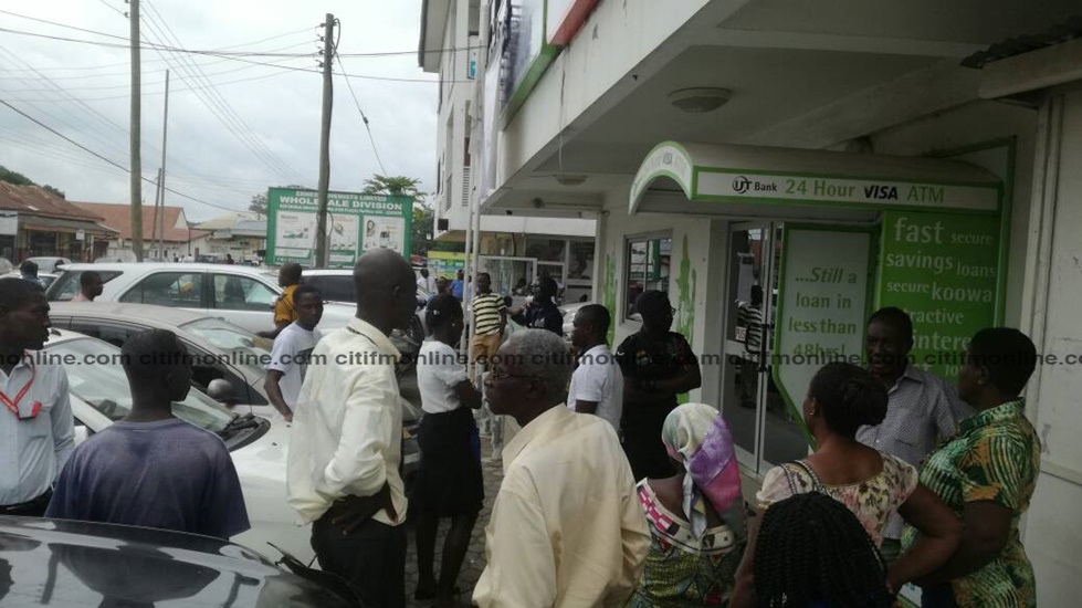 Panicky UT Bank customers besiege Koforidua branch