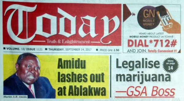 Newspaper headlines: Thursday, September 14, 2017