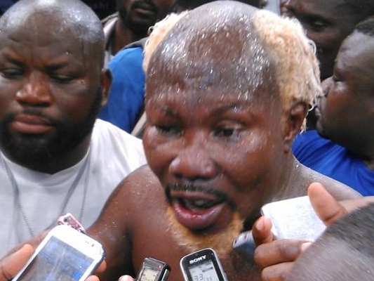 Ayittey Powers speaking to the press after he was beaten by another local boxer, Bukom Banku.