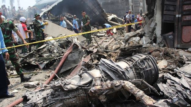 Military transport plane crashes in Indonesia