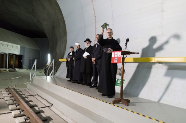 Religious figures attended a blessing inside the tunnel on Wednesday.