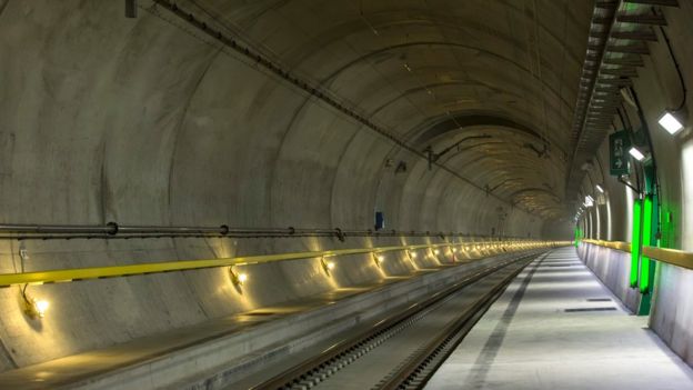 About 260 freight trains and 65 passenger trains will go through the tunnel every day.