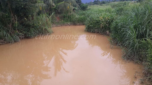 The River Birim which feeds the Kyebi treatment plant is in a sorry state