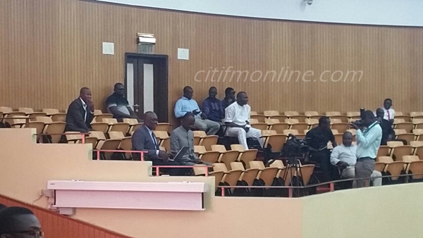 Asiedu Nketia sitting in the part of the public gallery just above the Minority bench
