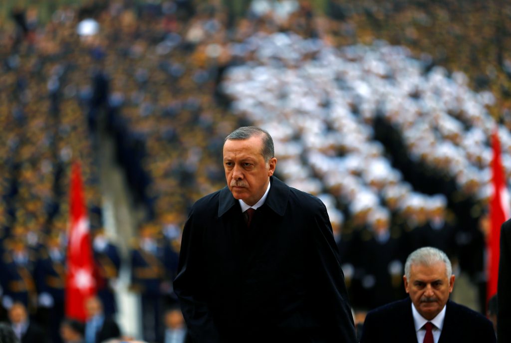 Turkey’s President Tayyip Erdogan attends a Republic Day ceremony in Ankara, Turkey, October 29, 2016. REUTERS/Umit Bektas.