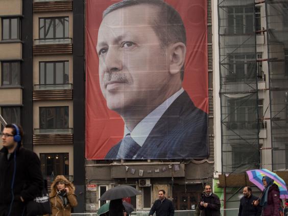 A portrait of Erdogan in Taksim Square, Istanbul (Getty)