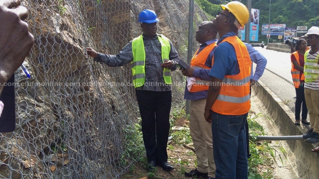 The minster inspecting the project in March 2017