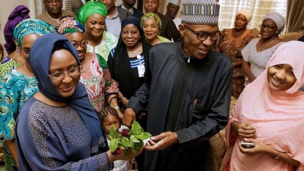 Mrs Buhari welcomed the president back from his medical leave in the UK.
