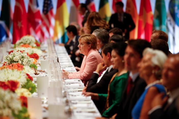 REFILE - CORRECTING BYLINE German Chancellor Angela Merkel and other leaders attend the G20 summit dinner in Hamburg, Germany July 7, 2017. REUTERS/Axel Schmidt