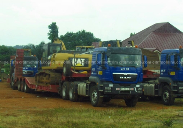 Impounded machinery belonging to E&P sitting at the Nkawie Court Premise