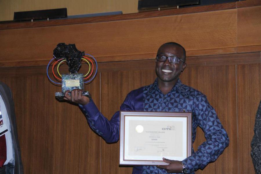Picking up the African Story Challenge award in Addis Ababa, Ethiopia