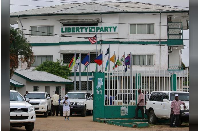 A general view shows the headquarters of the Liberty Party in the Congo Town neighbourhood of Monrovia, Liberia November 6, 2017. REUTERS.