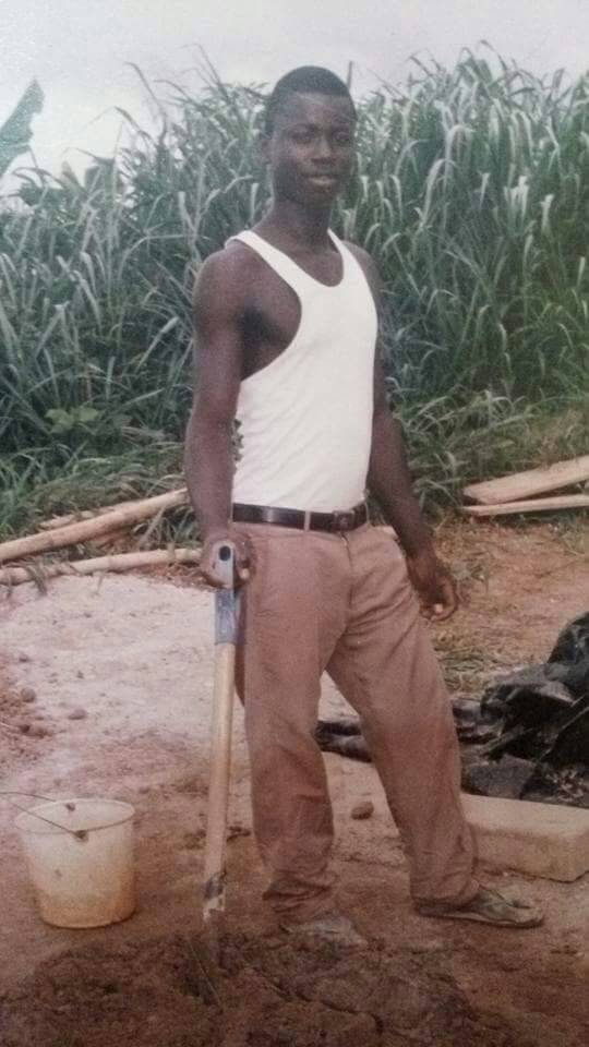 Young Obrempong Yaw Ampofo working at a construction site.